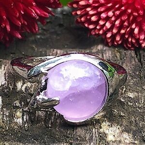 Divine Amethyst Stone Crystal 925 Silver Plated Ring SZ 6.5